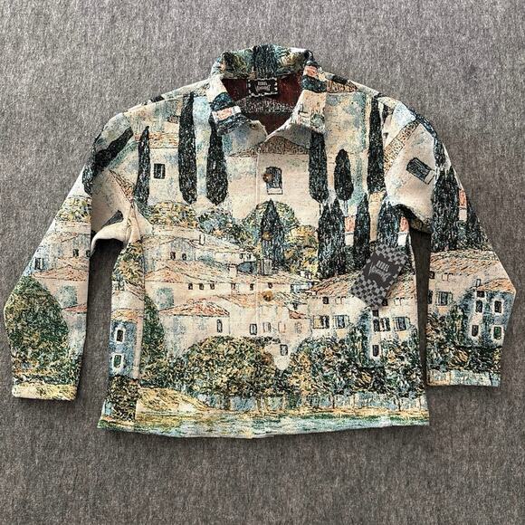 Rebel Vengeance Kirche in Cassone Men' Button Up Tapestry Shirt Long Sleeve Sz S - Picture 1 of 7